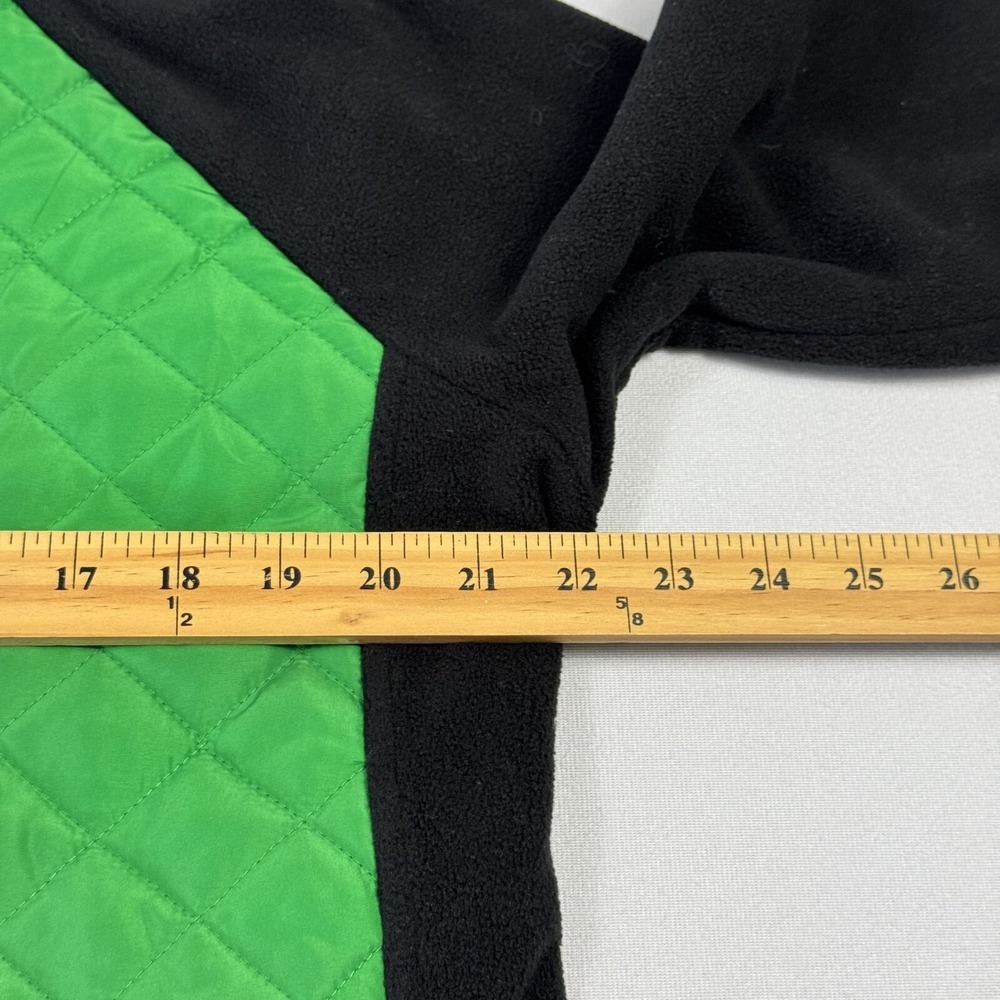 Lauren Ralph Laure Quilted Fleece Sweater Jacket Full Zip Green Black Women's XL - Picture 7 of 10